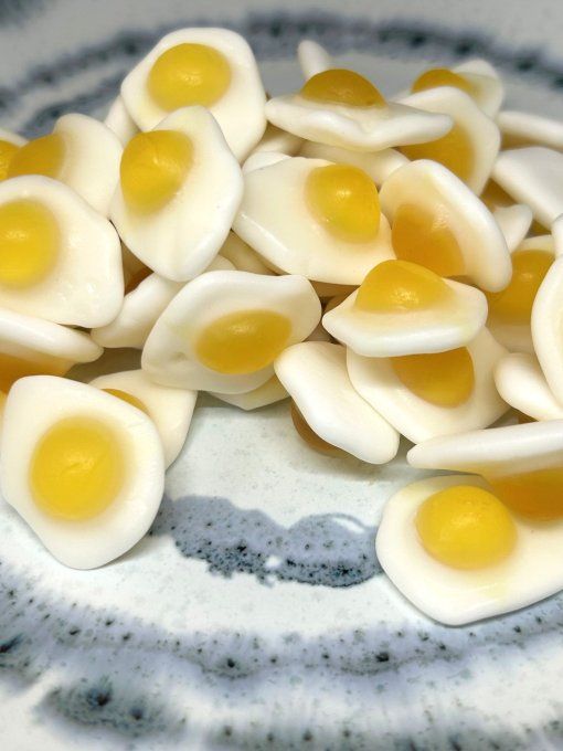 Œuf au plat Haribo – bonbon gélifié blanc et jaune à double texture