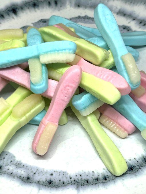 Bonbons Brosse à Dents Fini – bonbons foam fruités fraise pomme framboise