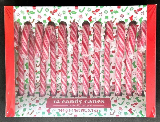 Candy Canes de Noël rouges et blancs – lot de 12 sucres d'orge en forme de canne
