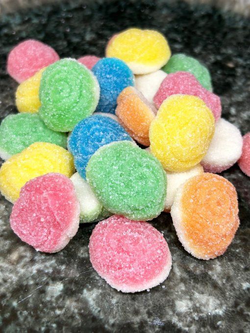 Jake Flower Power 100g – bonbons fleurs fruités recouverts de sucre, saveurs mûre fraise pêche citro