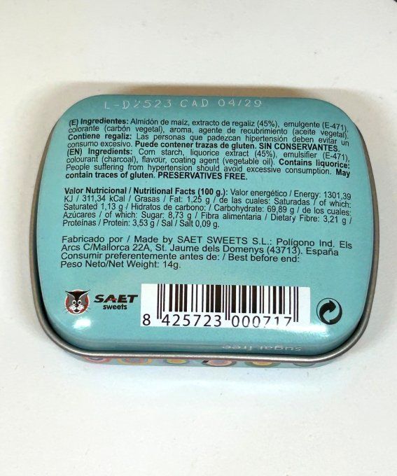 Neo Dur Réglisse Sans Sucre ingrédients – présentoir de pastilles aux saveurs menthe, eucalyptus, an
