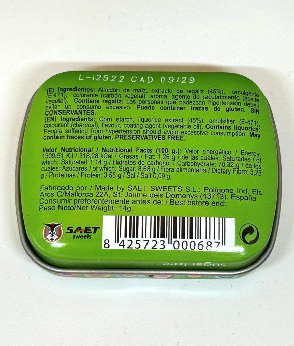 Neo Dur Réglisse Sans Sucre ingrédients – présentoir de pastilles aux saveurs menthe, eucalyptus et 
