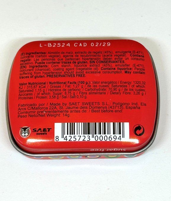 Neo Dur Réglisse Sans Sucre ingrédients – présentoir de pastilles aux saveurs menthe, eucalyptus, an