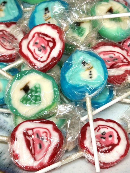 Sucette traditionnelle de Noël Rock Lollie à l’unité – sucette rétro aux fruits décorée de motifs co