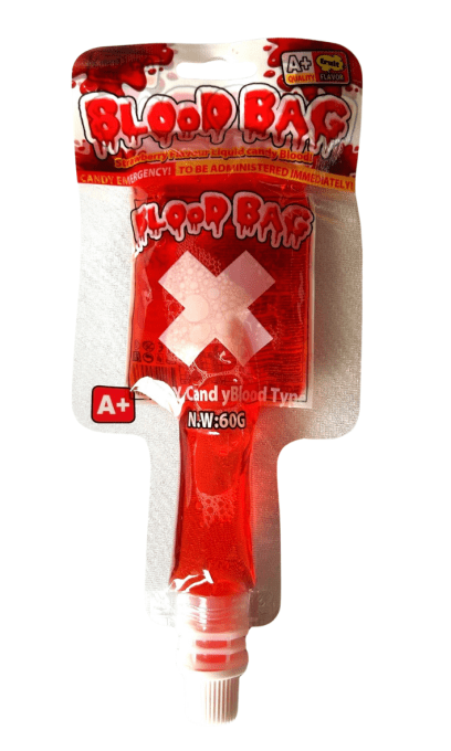 Bonbon Sweet Blood en poche de sang avec gel sucré rouge goût fraise